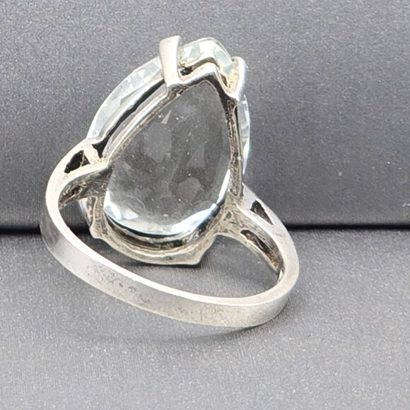 Sterling Silver 925 Lab Created Pear Cut White Sapphire Ring Size 6 Signed CA - Picture 4 of 14